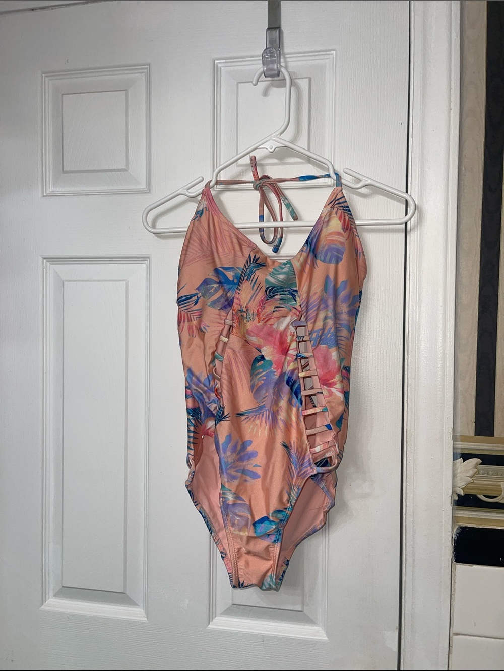 Tropical Peach Floral One-Piece Swimsuit